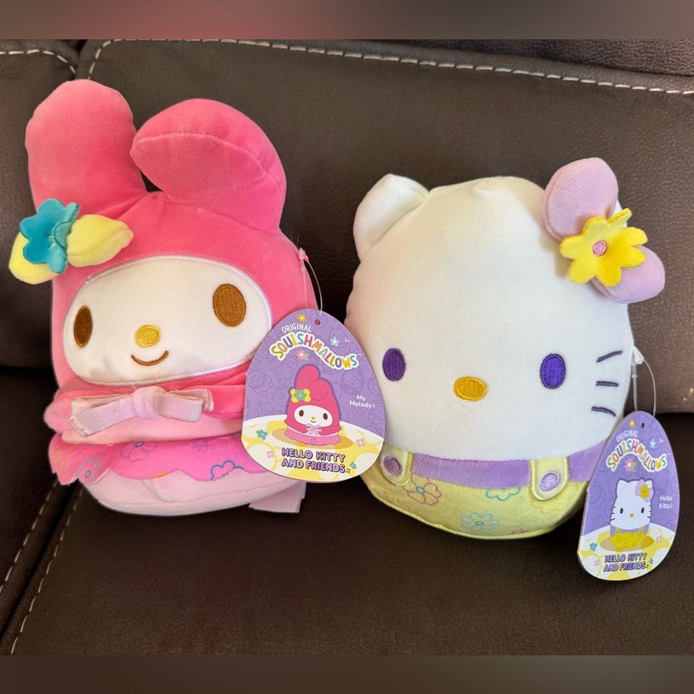 Set of 2 Hello Kitty Easter/Spring Squishmallows - Hello Kitty & My Melody